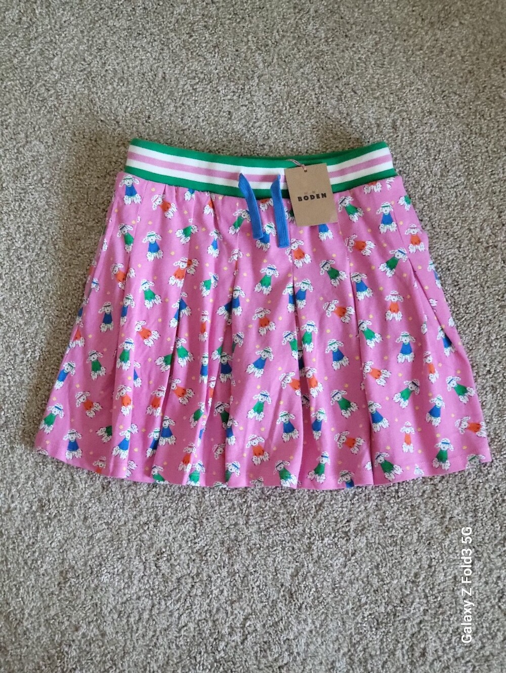 ♥️NWT♥️ Boden Girls Pink Poodle Print Pleated Skater Skirt
